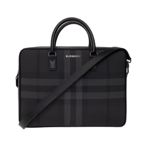 Burberry Check Pattern Logo Plaque Briefcase
