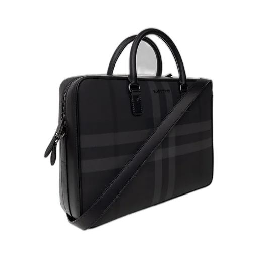 Burberry Check Pattern Logo Plaque Briefcase