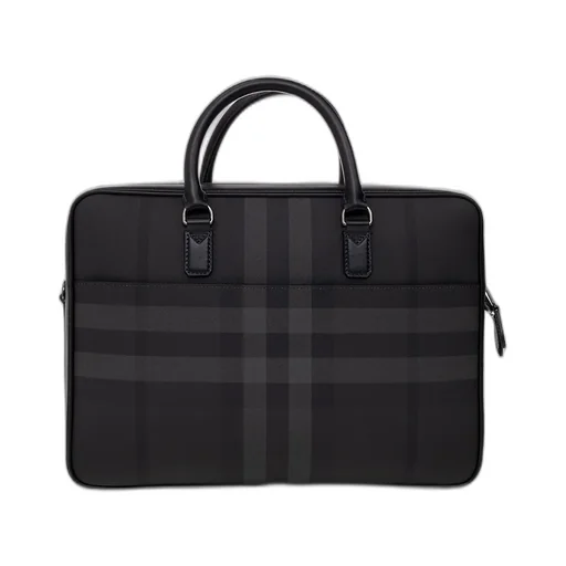 Burberry Check Pattern Logo Plaque Briefcase