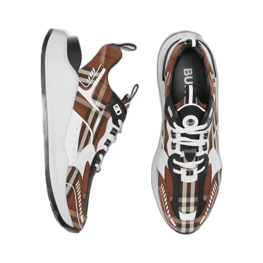 Burberry Check Pattern Lace-Up Sneakers