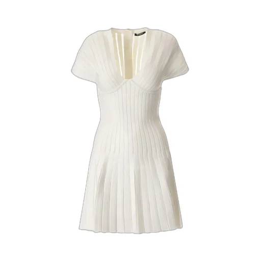 Pleated Mesh Mini Dress