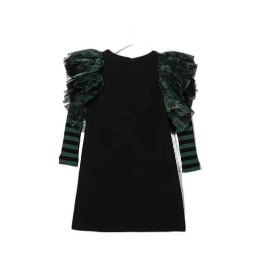 Contrasting Ruffled-Detailing Sleeve Dress