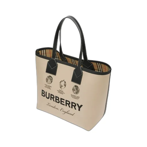 Burberry Logo Printed Large London Tote Bag