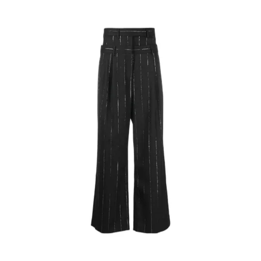 Layered-Waistband Wide-Leg Trousers