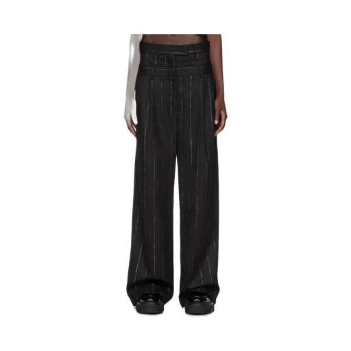 Layered-Waistband Wide-Leg Trousers