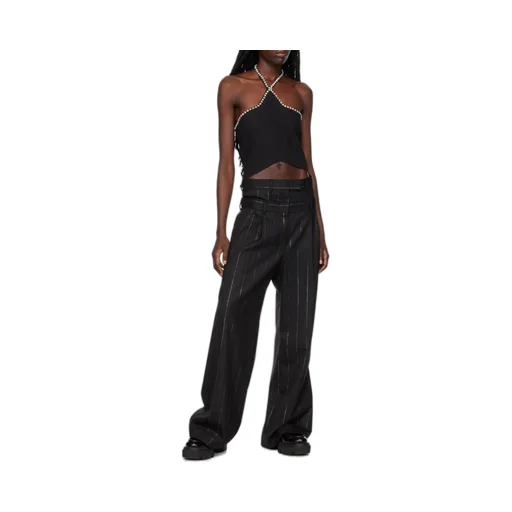Layered-Waistband Wide-Leg Trousers