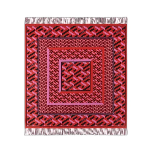 La Greca-Print Knitted Blanket
