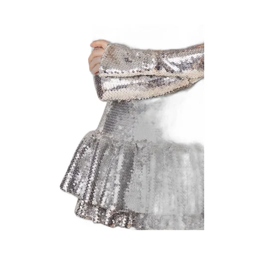 Paco Rabanne Sequined Long-Sleeved Ruffled Mini Dress