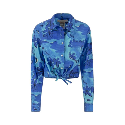 Marni Abstract Floral Printed Ruched Shirt