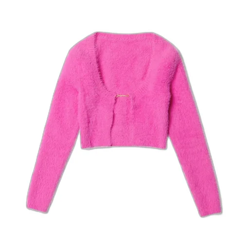 La Maille Logo-Charm Cropped Knitted Cardigan