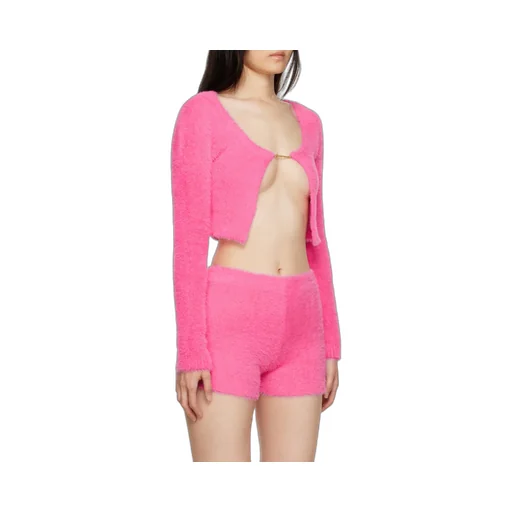 La Maille Logo-Charm Cropped Knitted Cardigan