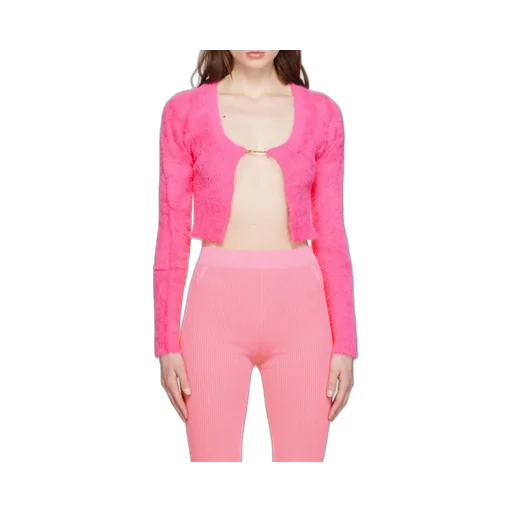 La Maille Logo-Charm Cropped Knitted Cardigan