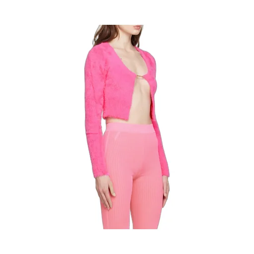 La Maille Logo-Charm Cropped Knitted Cardigan