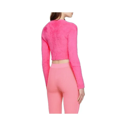 La Maille Logo-Charm Cropped Knitted Cardigan