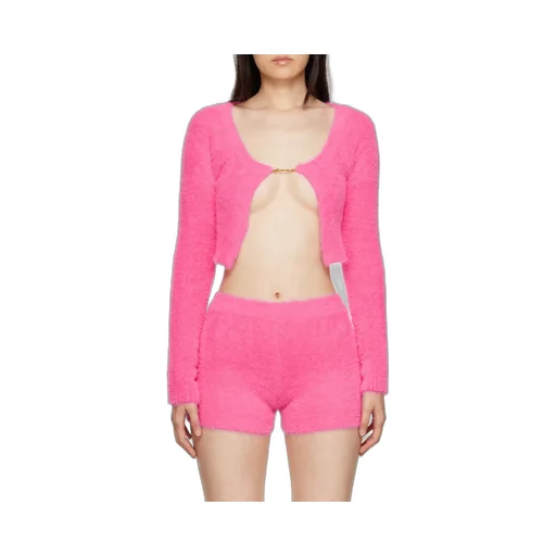 La Maille Logo-Charm Cropped Knitted Cardigan