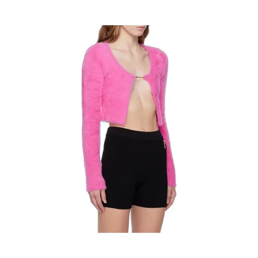 La Maille Logo-Charm Cropped Knitted Cardigan