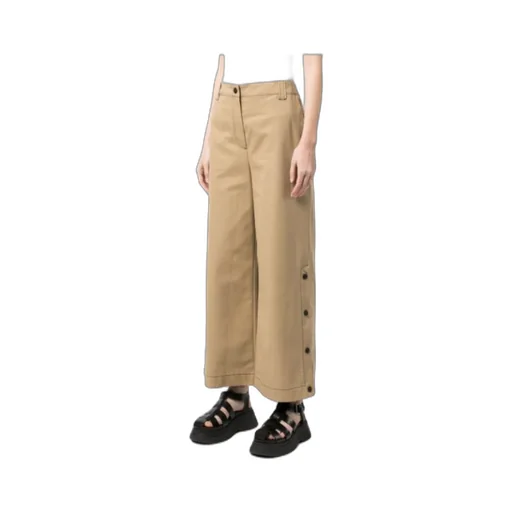 High-Waisted Buttoned Cropped Trousers