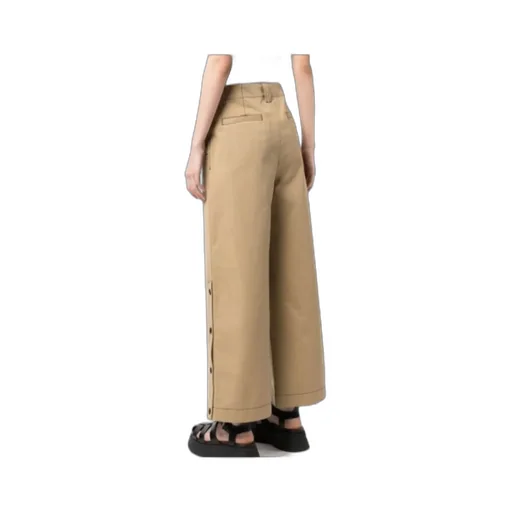 High-Waisted Buttoned Cropped Trousers