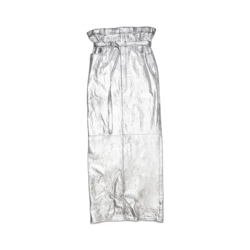 Metallic Paperbag-Waist Maxi Skirt
