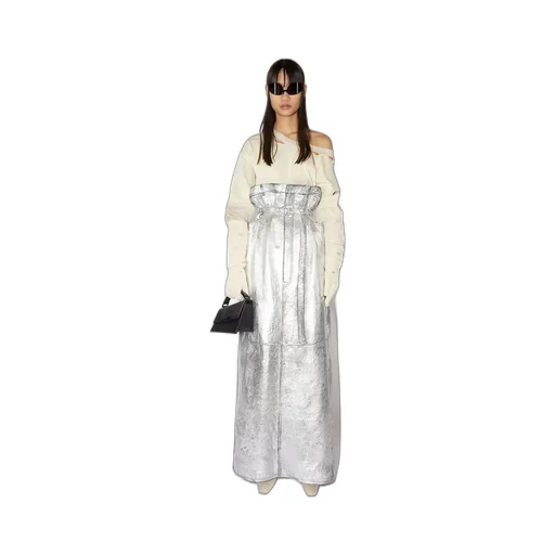 Metallic Paperbag-Waist Maxi Skirt