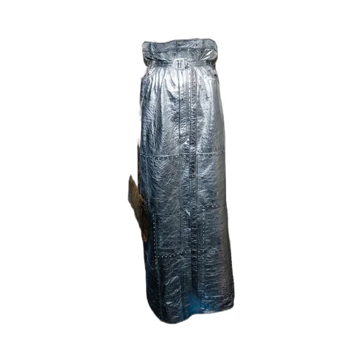 Metallic Paperbag-Waist Maxi Skirt
