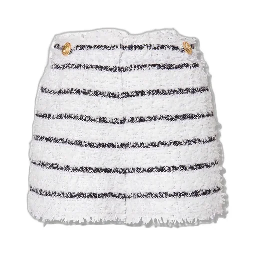 Balmain Button Detailed Striped Tweed Shorts