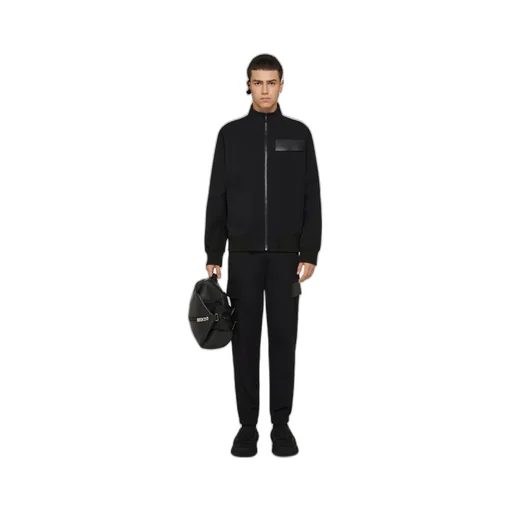 Slim Fit Jogger Pants In Jersey And Leather