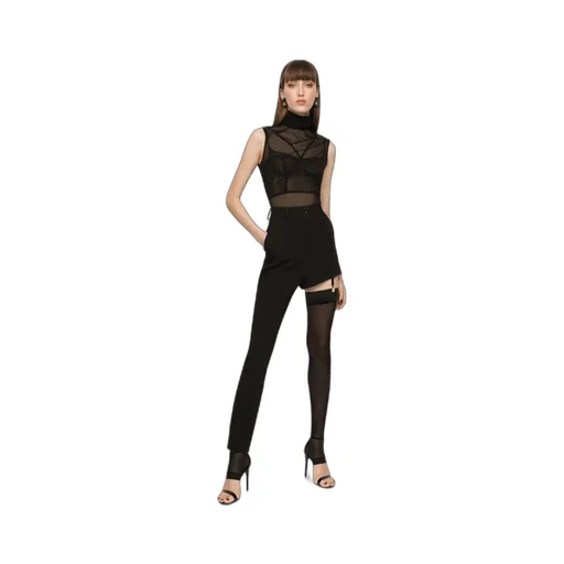 Dolce & Gabbana Tulle Turtle-Neck Sleeveless Top