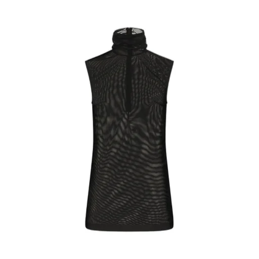 Dolce & Gabbana Tulle Turtle-Neck Sleeveless Top