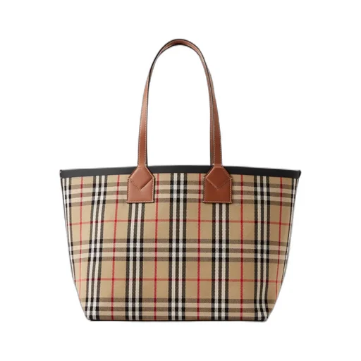 Burberry All-Over Tartan Print Medium Tote Bag
