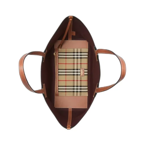 Burberry All-Over Tartan Print Medium Tote Bag