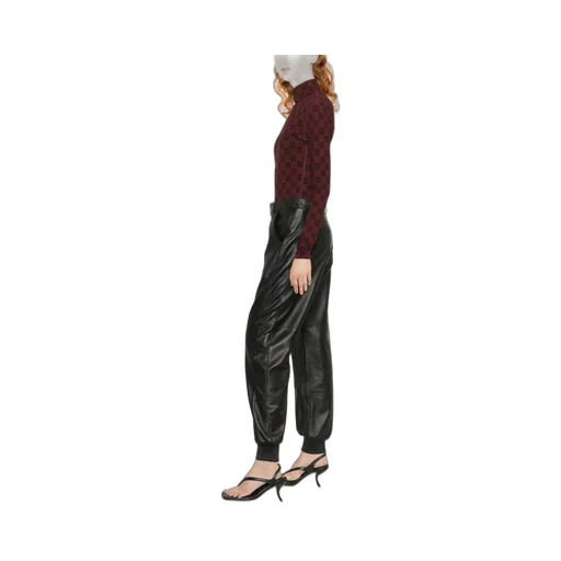 Tapered-Leg Leather Trousers