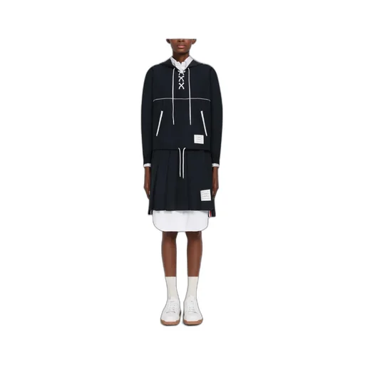 Pleated Drop-Hem Mini Skirt