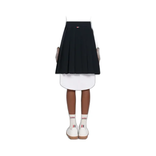 Pleated Drop-Hem Mini Skirt