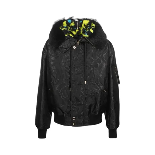 Baroque-Print Shearling-Lined Jacket