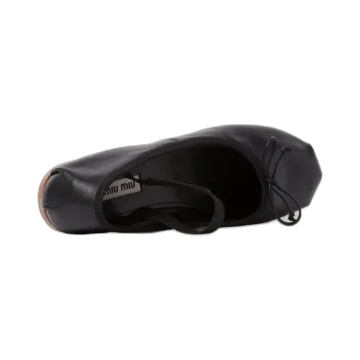 Miu Miu Logo-Printed Bow Detailed Ballerina Shoes