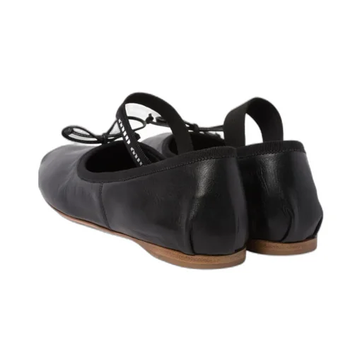 Miu Miu Logo-Printed Bow Detailed Ballerina Shoes