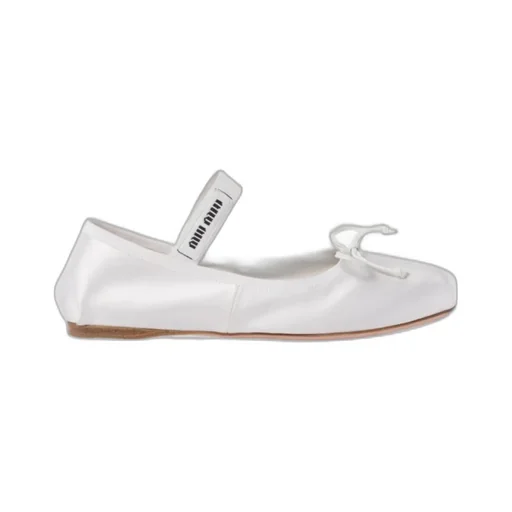 Miu Miu Bow-Detailed Slip-On Satin Ballerina Shoes