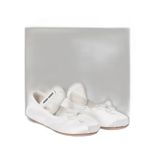 Miu Miu Bow-Detailed Slip-On Satin Ballerina Shoes