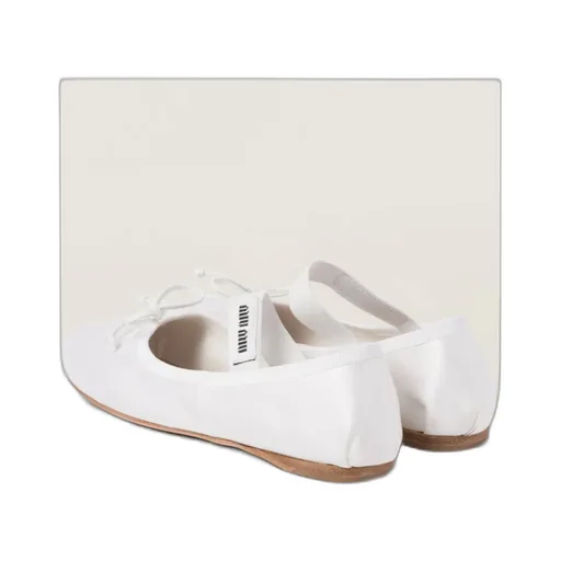 Miu Miu Bow-Detailed Slip-On Satin Ballerina Shoes