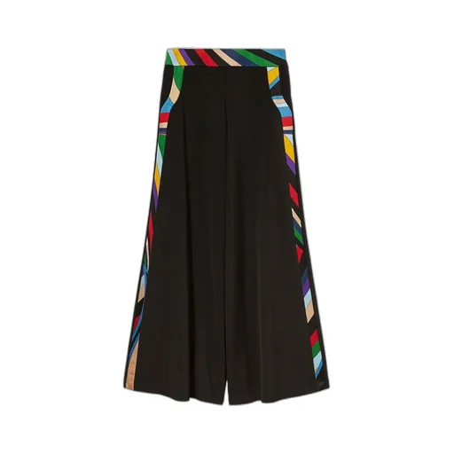 Pucci Iride-Printed Trim Wide-Leg Palazzo Trousers