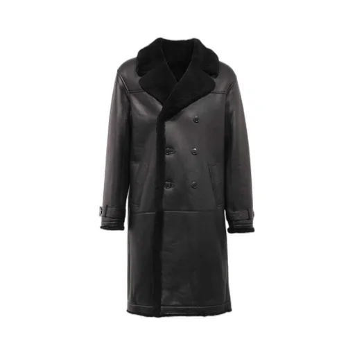 Long-Sleeved Leather Coat