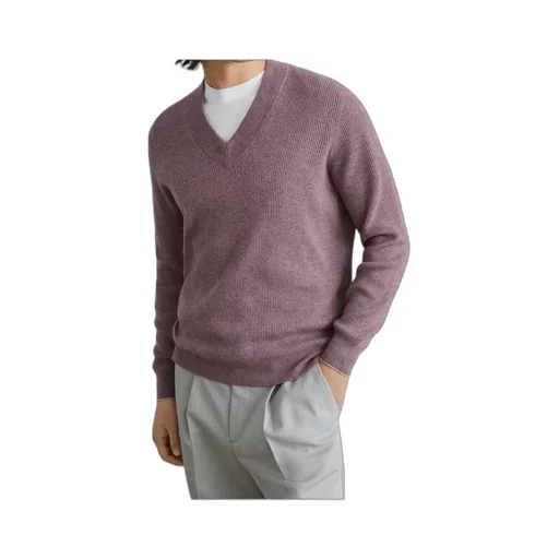 Ribbed V-Neck Jumper