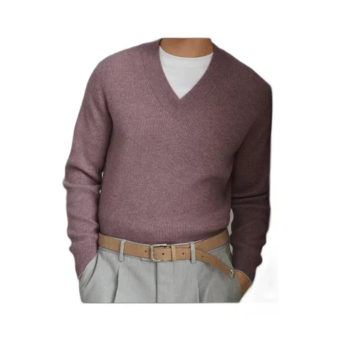 Ribbed V-Neck Jumper