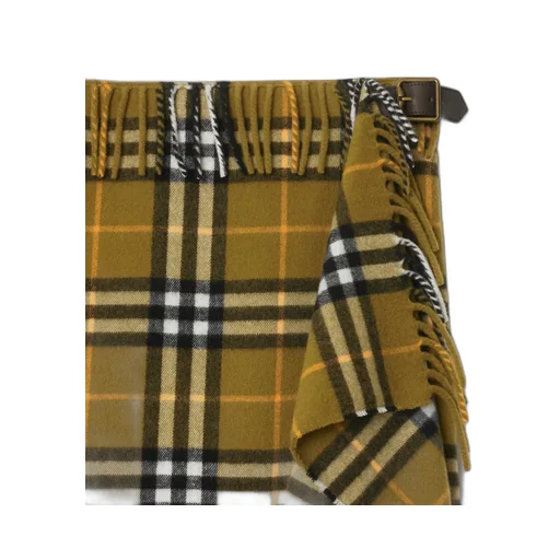 Burberry Checked Fringed Decorative Buckle Skirt