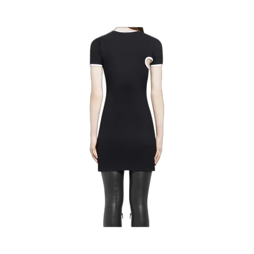 CourrÈGes Asymmetric-Neck Contrasted Trim Mini Dress