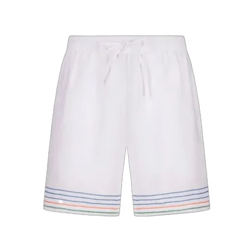 Casablanca Mid-Rise Stripe-Embroidered Shorts