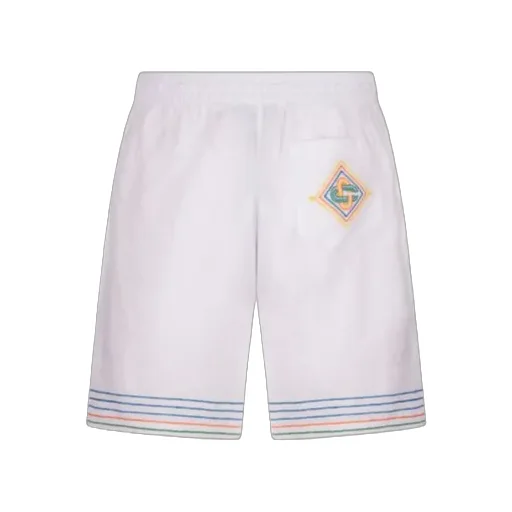 Casablanca Mid-Rise Stripe-Embroidered Shorts