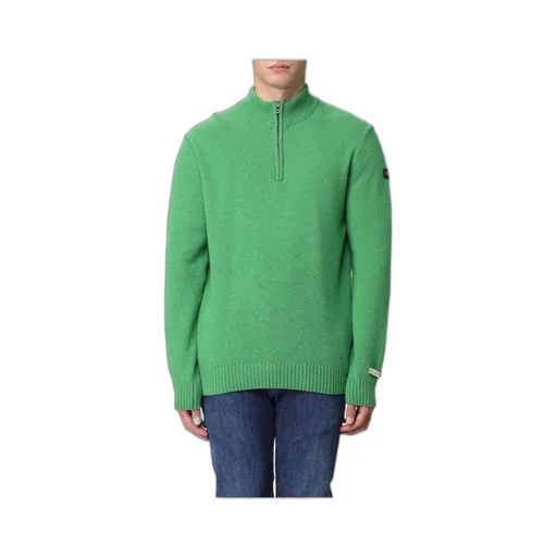 Long-Sleeved Semi-Zipper Open-Close Sweater