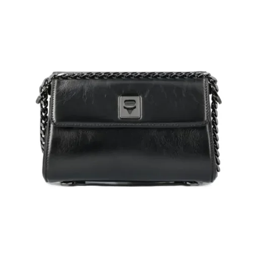 Valentino Logo Plaque Foldover Shoulder Bag